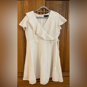 ELOQUII White Eyelet Faux Wrap Dress 18